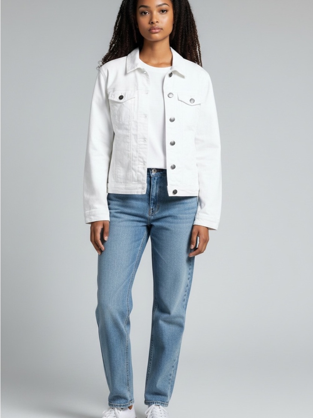 BLOSSOM Women's White Denim Jacket size xl